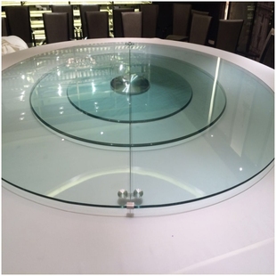 酒店圆桌台面饭店餐厅餐桌对拼转盘直径2米8超大钢化玻璃转盘