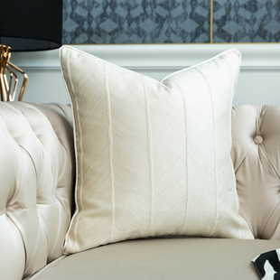 枕抱沙发客厅靠枕靠垫美式 白色轻奢腰枕可定制可拆洗抱枕套不含芯