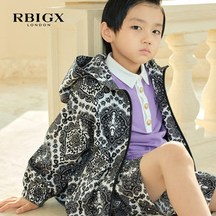 RBIGX瑞比克童装 春季 新款 设计感潮流百搭古典花纹男童连帽外套