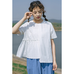 学生上衣 日系宽松短袖 女夏季 回忆森林原创2020年衬衫 新品