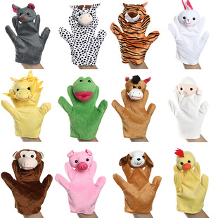 十二生肖动物手偶表演道具毛绒手套幼儿园早教龙蛇马羊猪故事玩具
