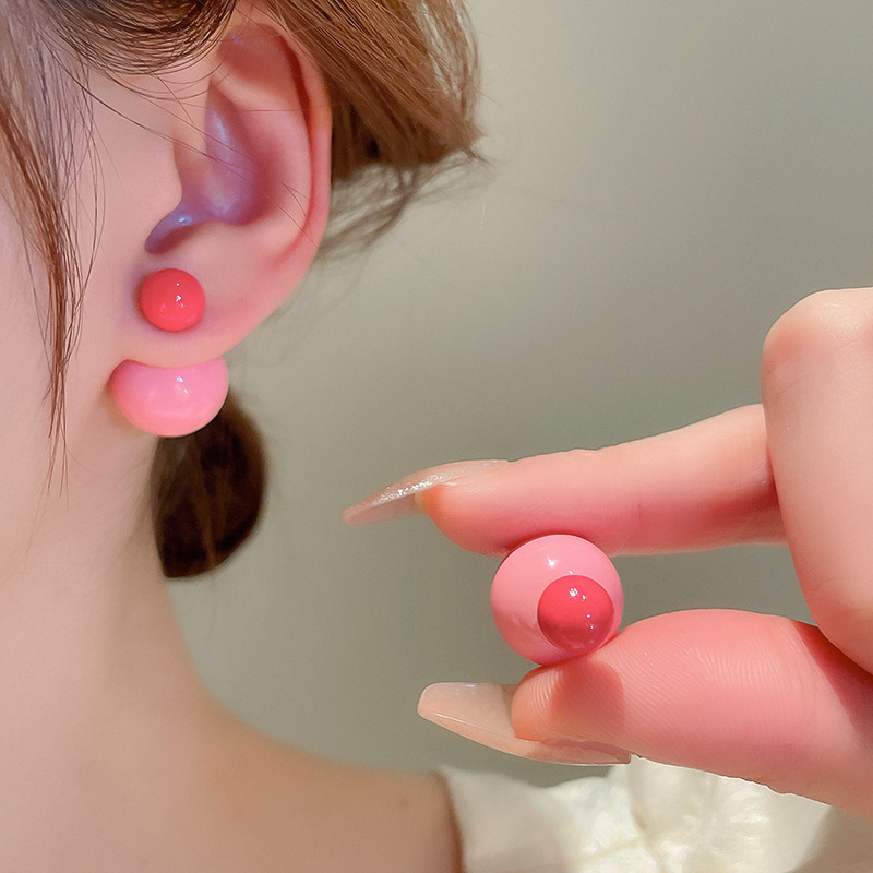 耳饰 两戴个性 糖果色圆球耳环女气质网红小众时尚 夏季 甜美耳钉一款