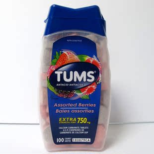 包邮 加拿大TUMS咀嚼钙片缓解孕期胃灼热胃酸水果莓果100粒 4瓶起