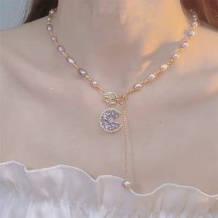 高级感轻奢紫霞仙子淡水珍珠项链女小众设计感锁骨链气质简约颈链