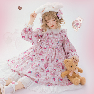 莓熊物语op 原创可爱小熊印花洛丽塔裙 lolita裙正版 粉色连衣裙
