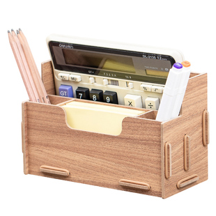 丽珑多功能笔筒桌面时尚 木质笔架可爱商务办公用品收纳盒学生文具