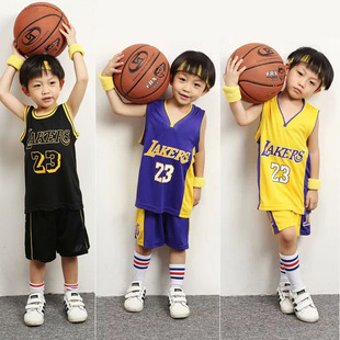 23号球衣男童女童篮球服套装 小孩子小学生男孩 詹姆斯湖人队儿童版