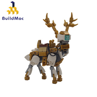 积木玩具创意动物机械白尾鹿可载人雄鹿组装 模型摆件 BuildMOC拼装