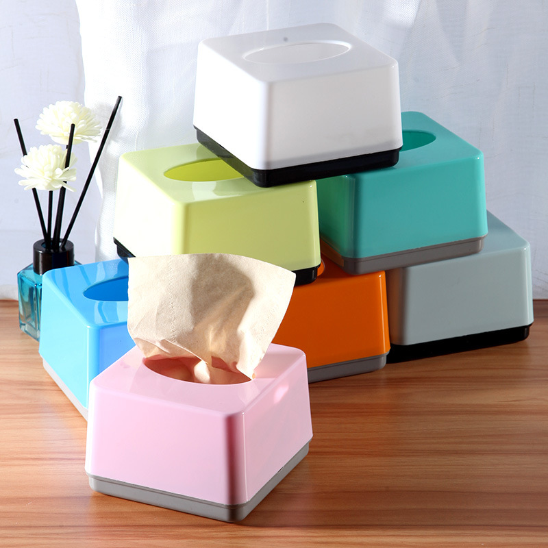 饭店酒店客厅餐馆抽纸盒定制 广告商用礼品正方形塑料纸巾盒 新款