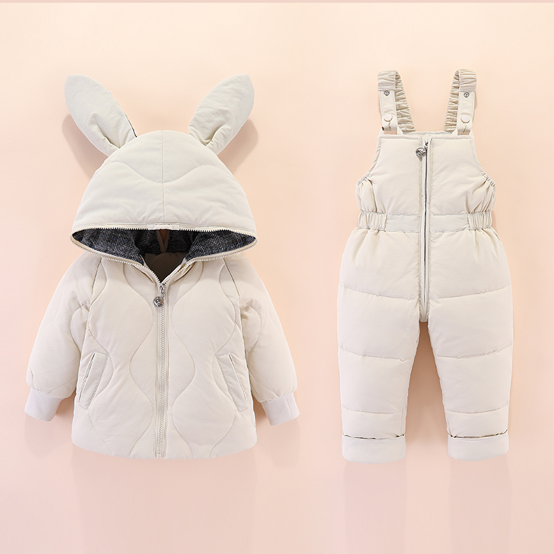 宝宝羽绒服女童套装 洋气加厚小童1 新款 儿童外套反季 5岁婴儿冬装
