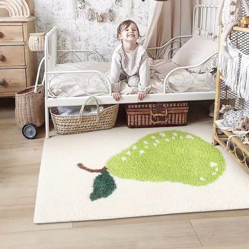 簇绒儿童房地垫少女卧室装 饰床边毯 原创可爱简约ins字母植绒地毯