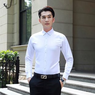 潮流短袖 韩版 秋季 商务职业正装 白衬衫 长袖 男士 黑色衬衣寸结婚新郎