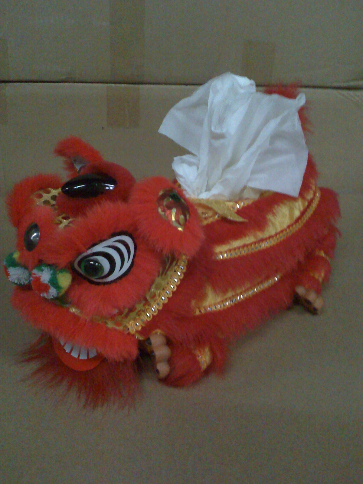 中国风国潮纸巾盒醒狮摆设品摆件用品车内车载客厅红色装 饰室内