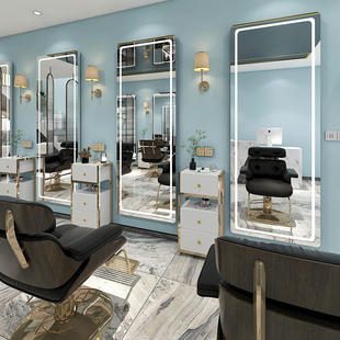 新款 网红理发店镜台发廊专用美容美发店镜子定制带灯单面镜烫染镜