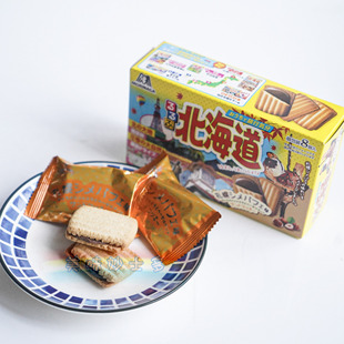 日本进口 森永焦糖味札幌北海道巧克力夹心饼干92.8g 临期清仓