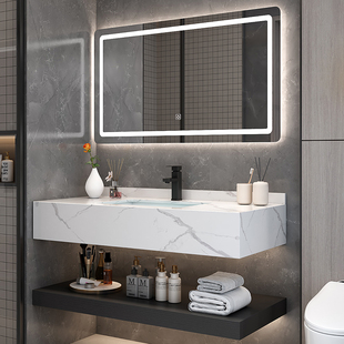现代简约浴室柜组合卫浴套装 卫生间岩板陶瓷洗漱台洗手池洗脸盆柜