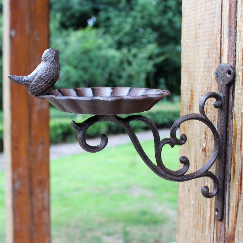 铸铁复古工艺墙壁铁艺小鸟庭院花园吊蓝挂钩鸟食盆烛装 饰杂货挂件