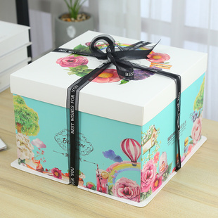 免邮 盒 生日蛋糕盒子 12寸三合一加高蛋糕盒侧开窗方形包装