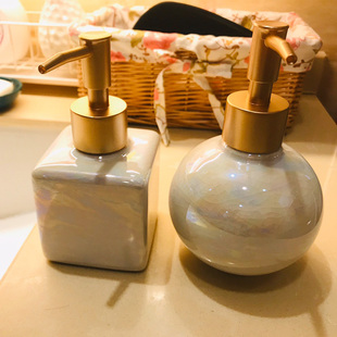 北欧风陶瓷家用颜值洗手液瓶子按压式 样板房高档酒店卫生间乳液瓶