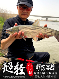 日本碳素钓鱼竿超轻超硬综合大物杆鲢鳙手杆手竿传统钓长鱼竿10米