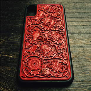 8Plus 大漆漆雕 吉祥八宝 雕漆剔红 漆器手机壳iPhone6