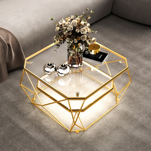 茶几客厅家用双层轻奢现代小户型沙发长方形简约现代钢化玻璃桌子