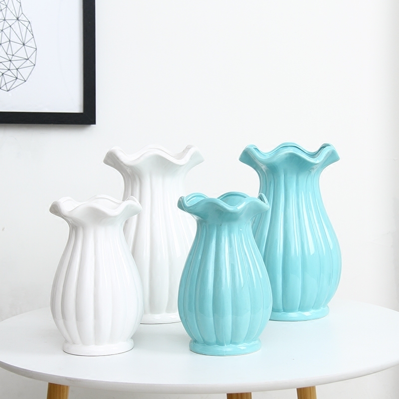 可装 水培干花花瓶 陶瓷简约现代白色插花器家居客厅工艺饰品摆件