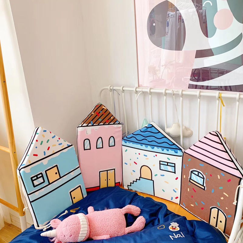 婴儿床防撞床围软包布艺床围挡布拼接床北欧全棉可拆洗小房子床围
