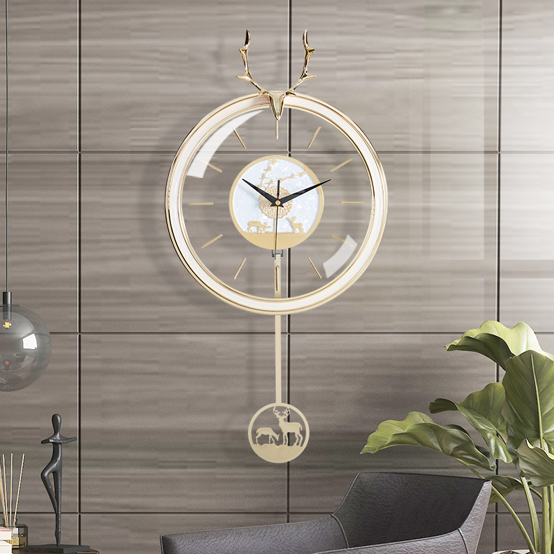 现代装 饰创意家用挂表 北欧简约轻奢客厅透明挂钟镂空透视钟表时尚