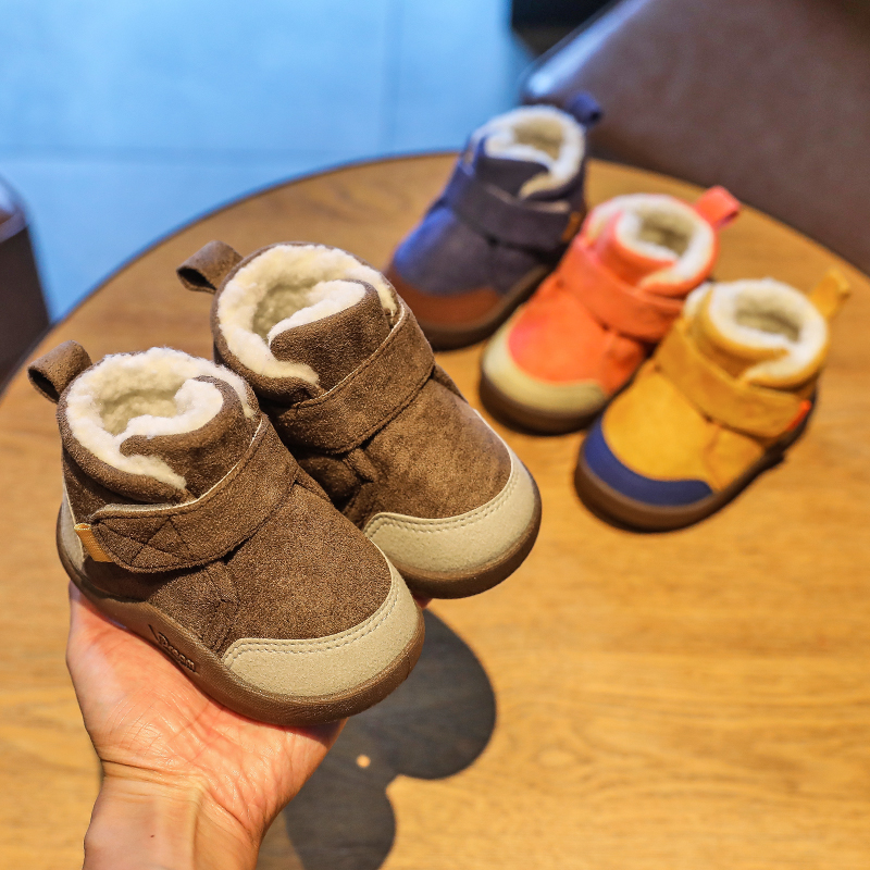 3岁婴儿加厚小童靴子 1一2 加绒学步鞋 冬季 男童软底防滑女宝宝棉鞋