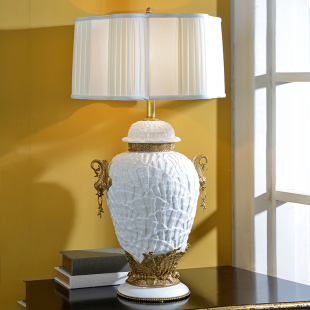 摆件 创意家居饰品卧室床头灯样板房软装 欧式 美式 陶瓷配铜大台灯