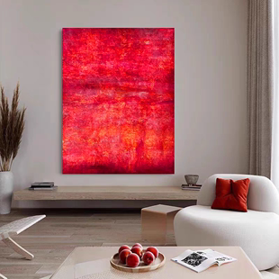 XD纯手工油画红色画沙发艺术现代简约大厅沙发艺术油画客厅装 饰画