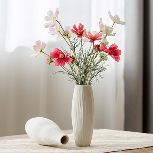 日式 简约白色素烧摆件客厅饰品欧式 现代花艺北欧风格 家居陶瓷花瓶