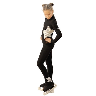 子透气儿童加绒表演服套装 高弹女童训练服溜冰服花样滑冰服滑冰裤