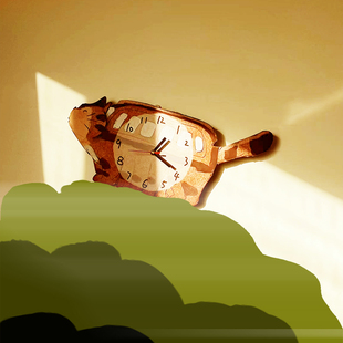 装 饰壁钟静音原创挂钟龙猫车时钟表 创意可爱宫崎骏猫车挂钟二次元