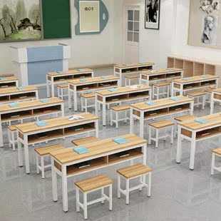 儿童书桌两人用双人小户型学桌椅子写作业课桌椅小学生教室辅导班