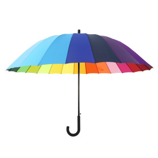 24骨雨伞自动彩虹长柄加大防风户外男女学生礼品广告定制logo印字