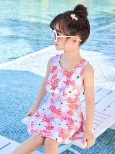 儿童泳衣女孩4岁宝宝 款 小孩游泳衣泳帽泳镜三件套装 新款 女童裙装
