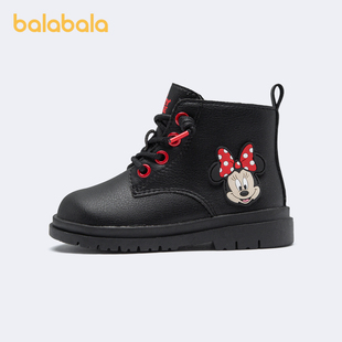 迪士尼IP 巴拉巴拉儿童靴子女童时尚 新款 小童鞋 马丁靴2022冬季