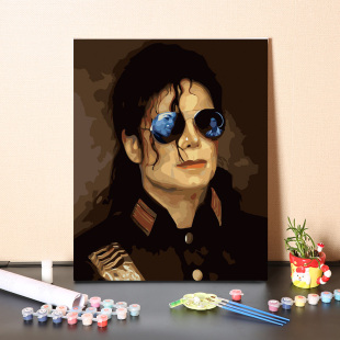 数字油画DIY手绘填色世界巨星人物迈克杰克逊填色休闲娱乐减压