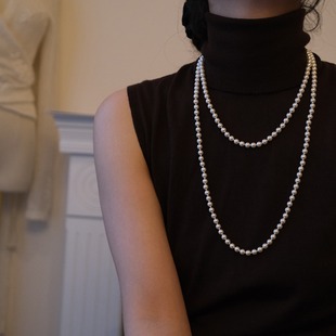多种戴法 长款 珍珠项链正圆强光施家珍珠毛衣链轻奢高级感叠法式