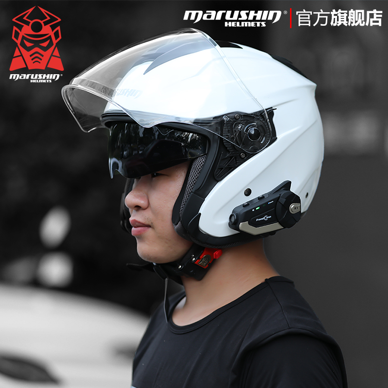 双镜片四分之三半盔碳纤维男女四季 通用L11 马鲁申摩托车头盔夏季