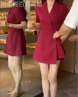 西装 连衣裙套装 202323159婕妤秀法式 新款 V领两件套 女年夏季