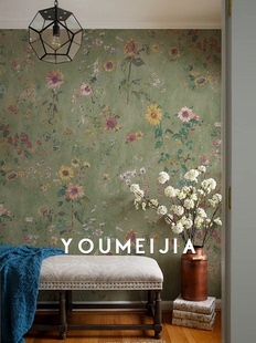 美式 3d向日葵花园壁纸客厅沙发影视墙壁画文艺风卧室餐厅定制墙布