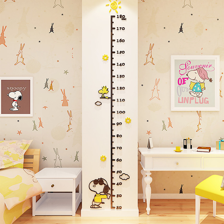 儿童量身高卡通墙贴纸3d立体亚克力宝宝测量仪可记录精准创意装 饰
