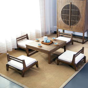 寻匠老榆木方桌榻榻米小飘窗茶几实木矮桌子简约日式 炕桌和室几桌