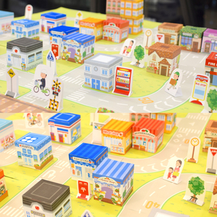 儿童手工折纸DIY拼装 立体3D纸质模型小城市迷你城镇街道场景建筑