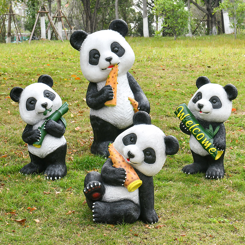 幼儿园仿真大熊猫落地装 饰摆件户外园林景观造景花园公园大型雕塑