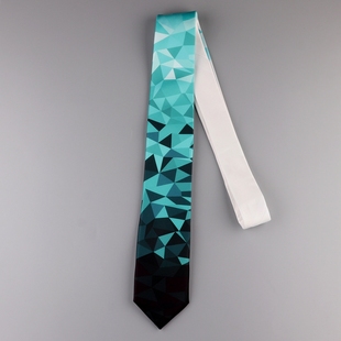 原创设计蓝绿几何创意印花领带男女学生文艺潮流休闲复古个性 礼物