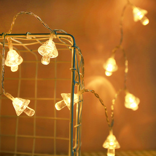 小彩灯蘑菇造型挂件灯串圣诞节日会场房间卧室布置装 饰灯卡通闪灯